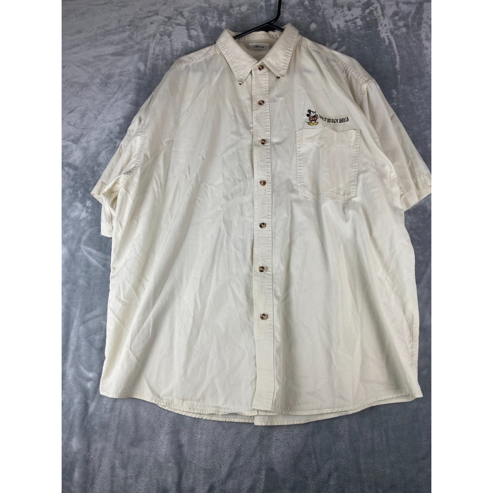 Walt Disney World Shirt Mens 2XL Embroidered Mickey Mouse Button Down‎ Pocket